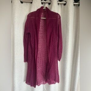 Elegant Lace Burgundy long cardigan